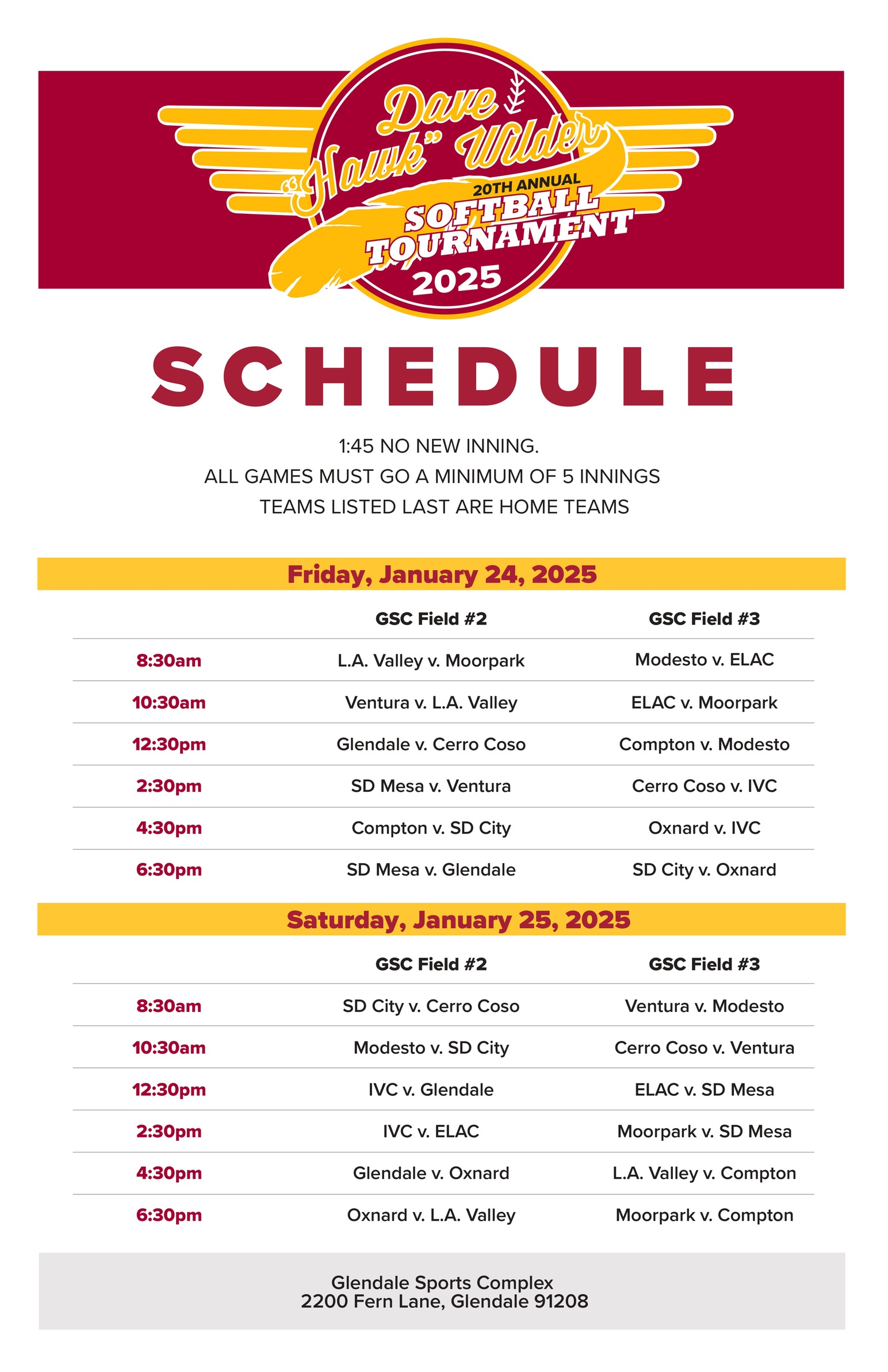 2025 Glendale David &ldquo;Hawk&rdquo; Wilder Memorial Tournament