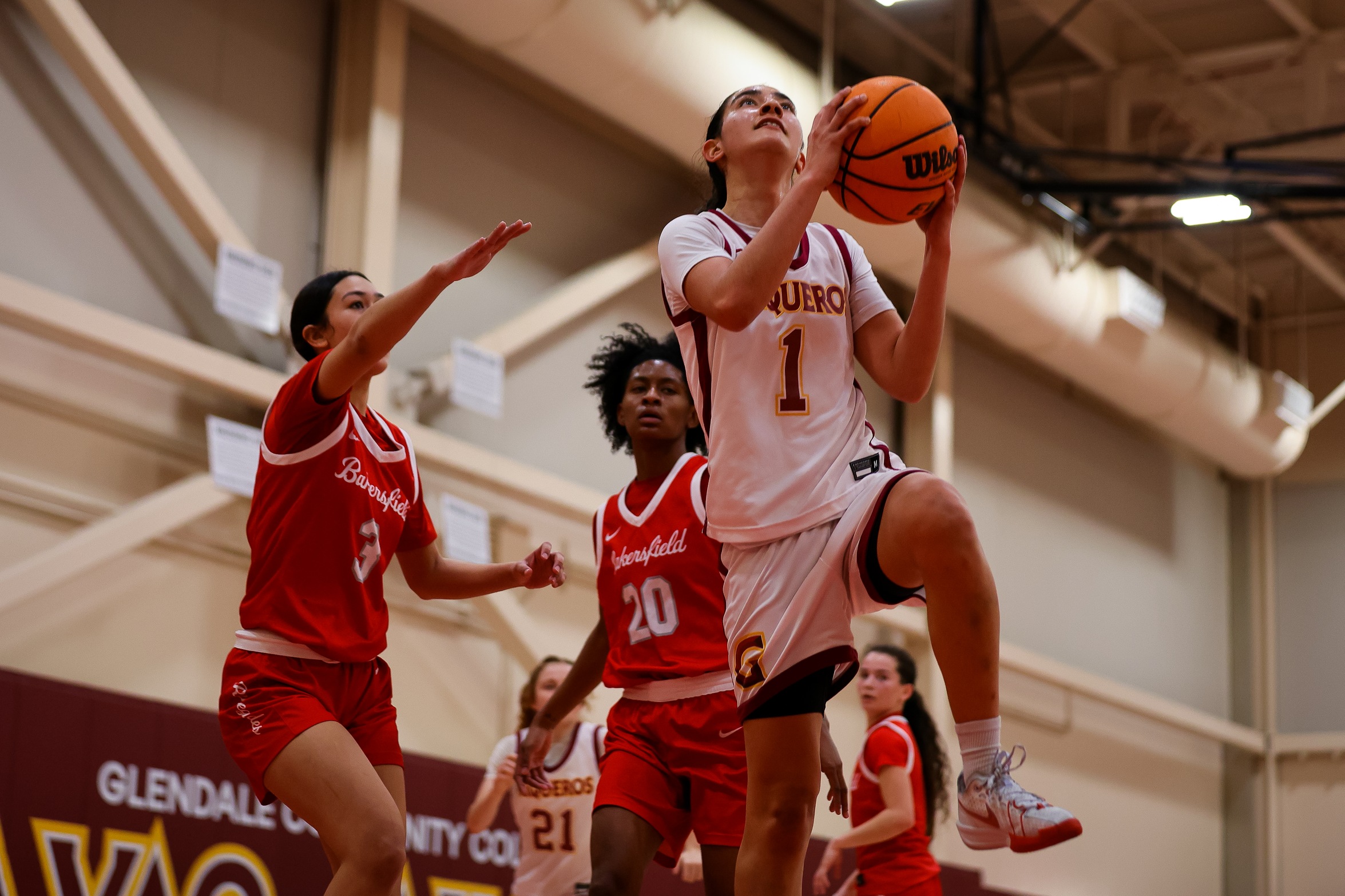 Shushan Krikorian scores 21 points and leads GCC to 67-32 win over Bakersfield College Jan. 18; 8th straight win improves record to 3-0 in WSC South and 13-3 overall.