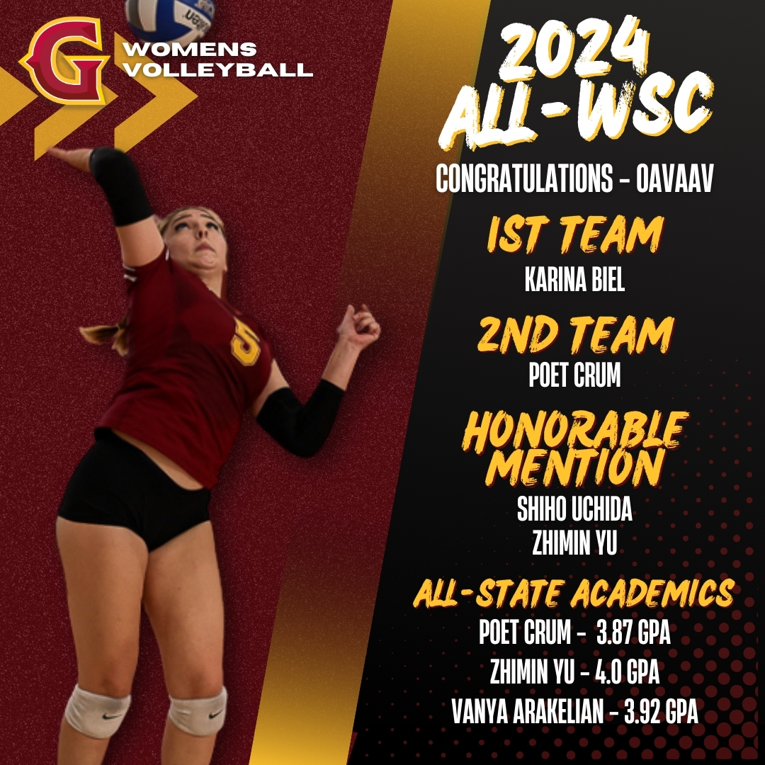 Congratulations to GCC Women's Volleyball All-WSC and All-State Academic honorees